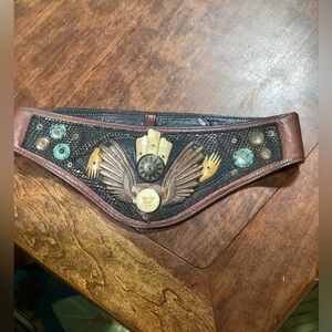 Authentic tabra leather jeweled belt